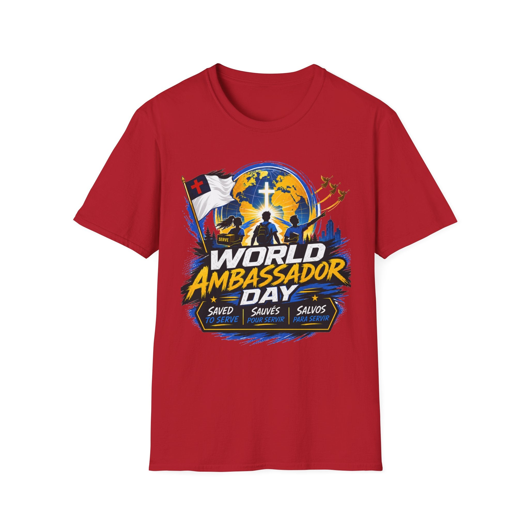 World Ambassador Day Adult Unisex T-Shirt | Christian Faith Cross Globe Design