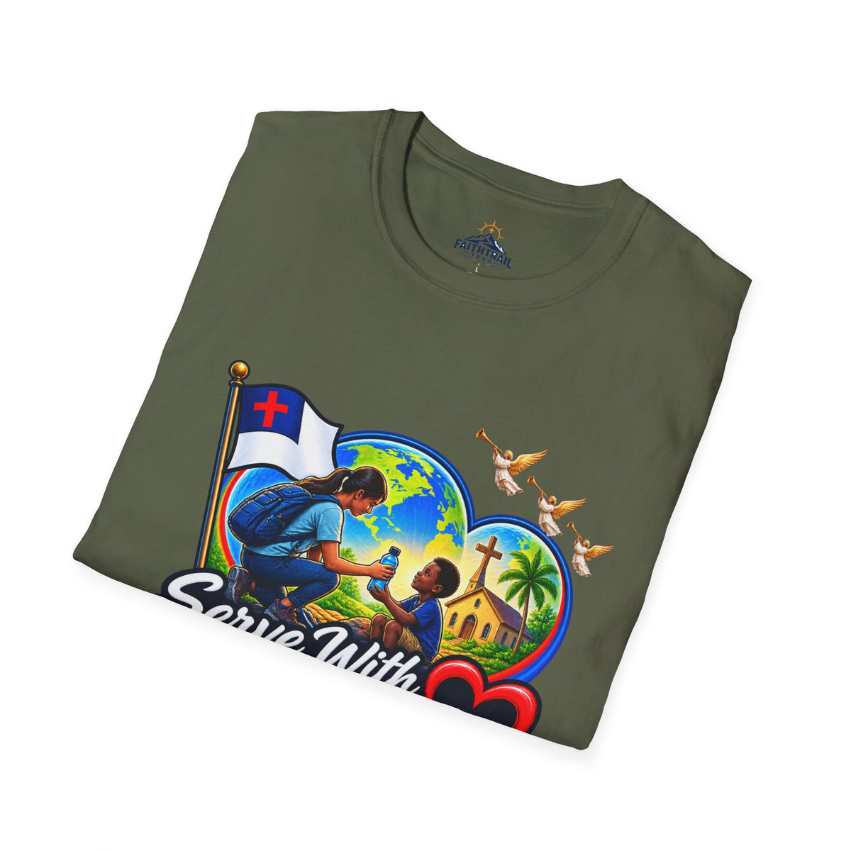 Serve With Compassion T-Shirt — Christian Faith-Based Volunteer Tee