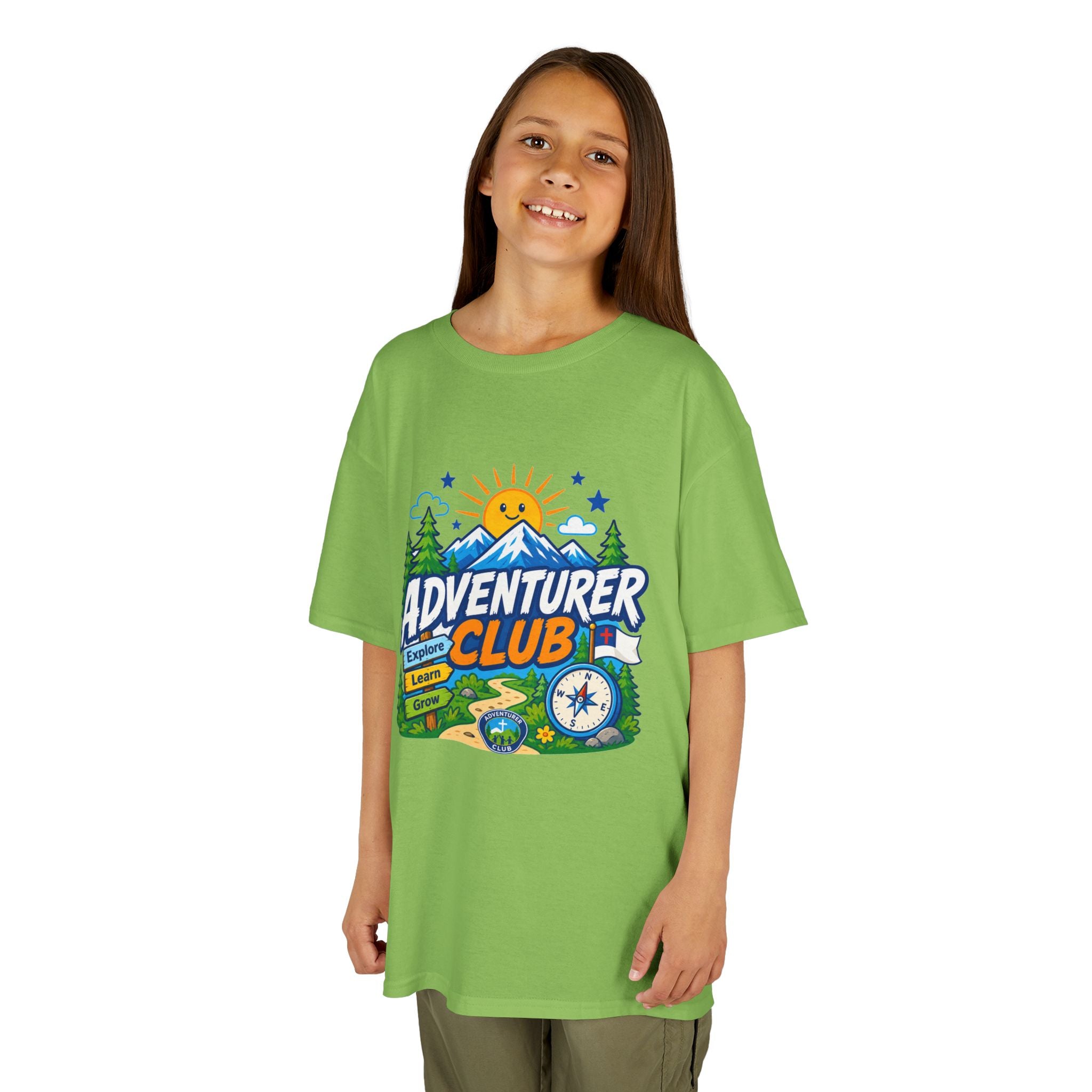 Adventurer Club Kids Tee | Camping Compass Sunrise Outdoors