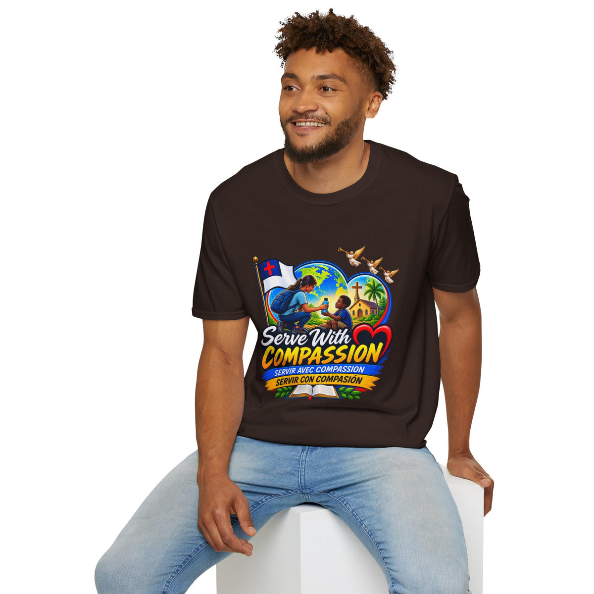 Serve With Compassion T-Shirt — Christian Faith-Based Volunteer Tee