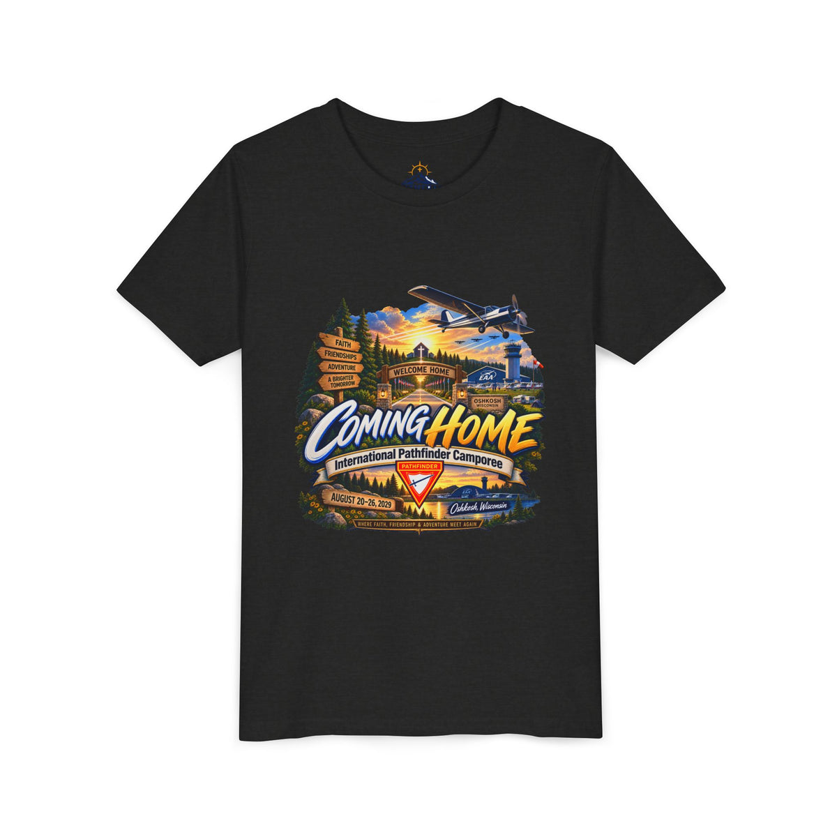 International Pathfinder Camporee - Stand Strong - Osh Kosh T-Shirt/Youth Tee — "Coming Home"