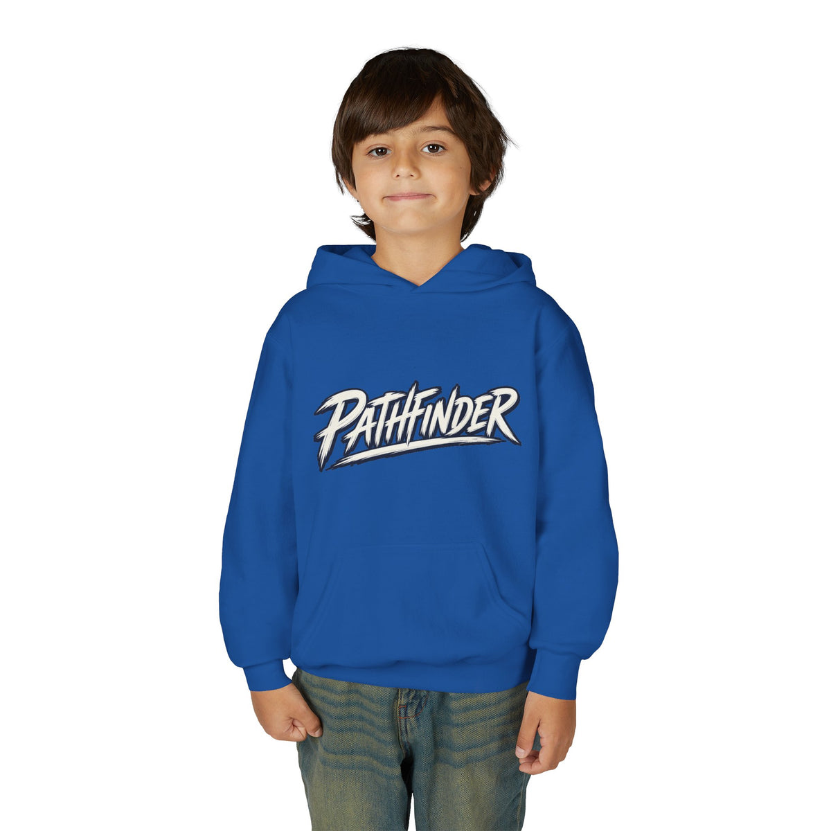 Pathfinder Youth Hoodie — Graphic Youth Pullover with Bold Script Logo