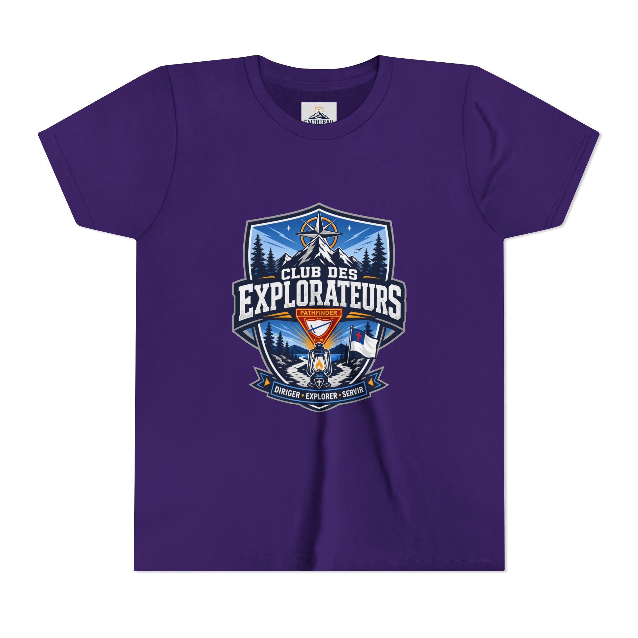 Explorateurs T-shirt pour les jeunes | Compas de camping, feu de camp, pins