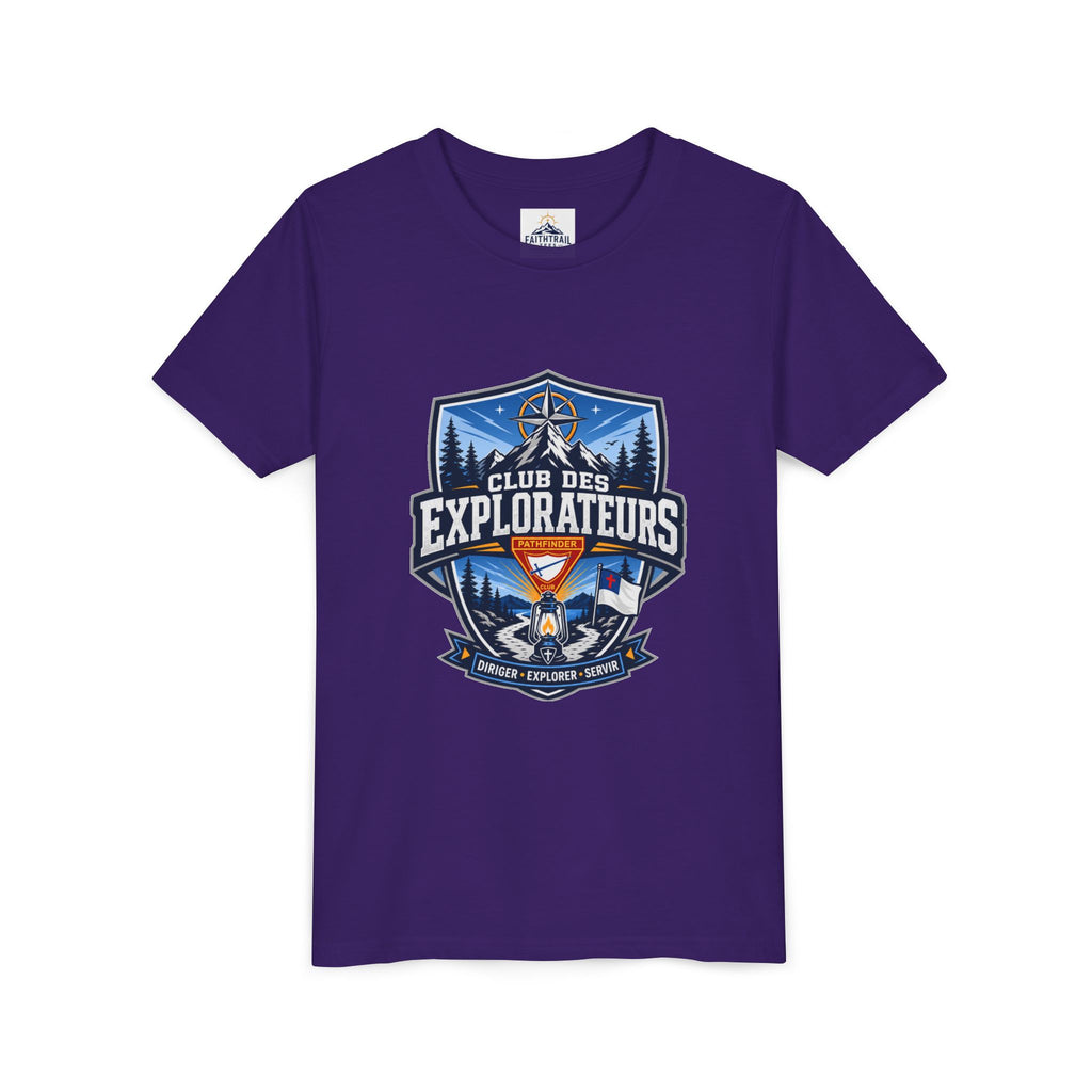 Explorateurs T-shirt pour les jeunes | Compas de camping, feu de camp, pins