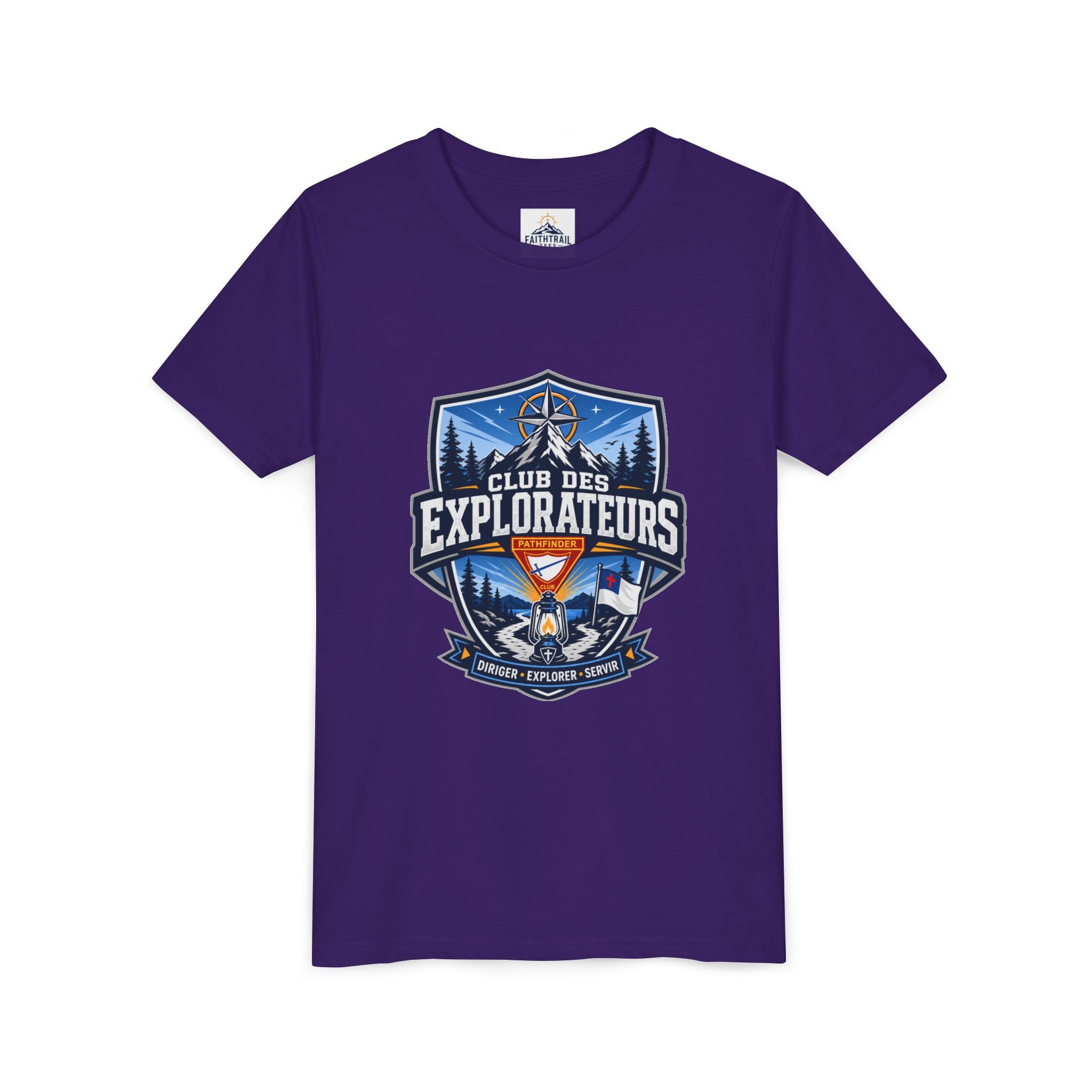 Explorateurs T-shirt pour les jeunes | Compas de camping, feu de camp, pins