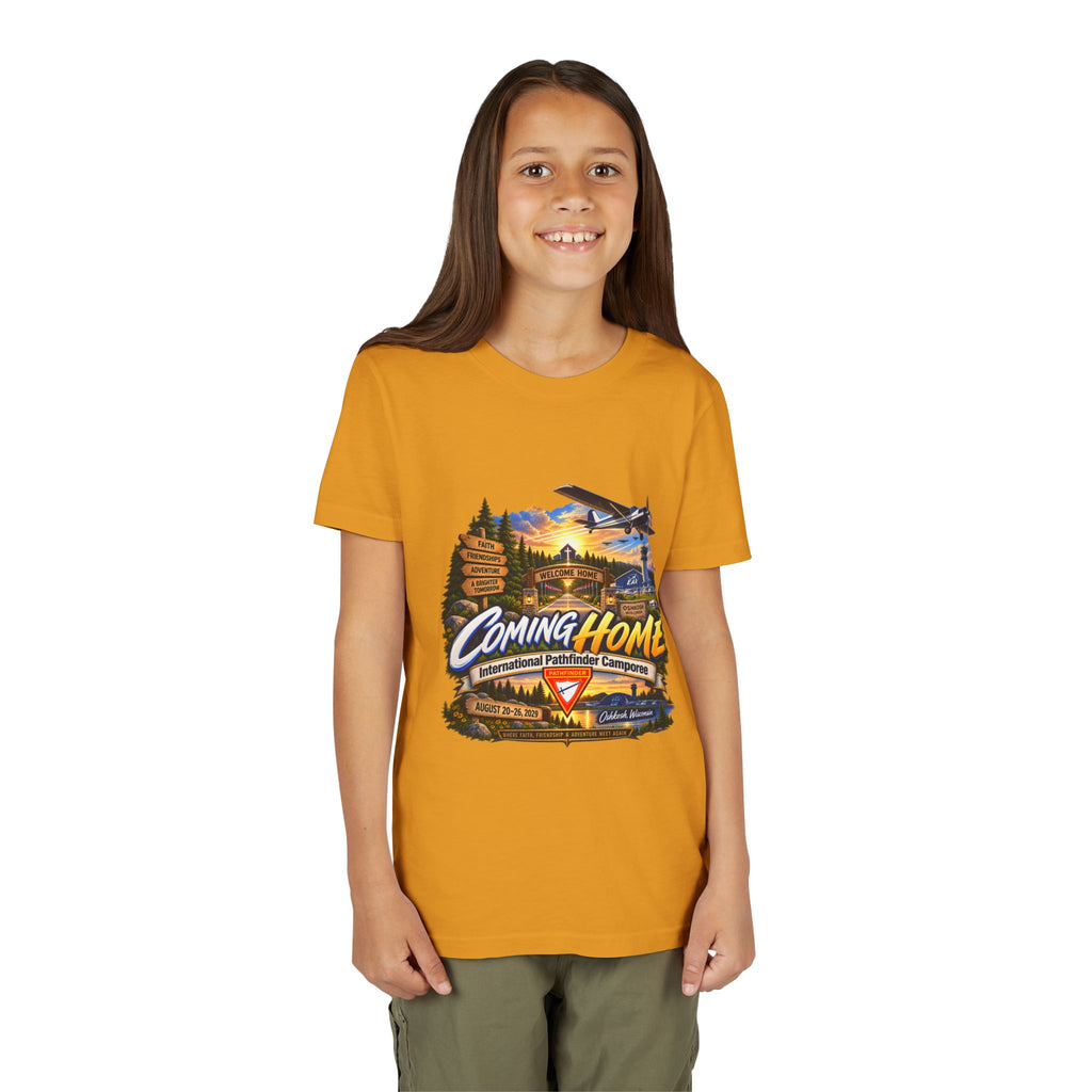 International Pathfinder Camporee - Stand Strong - Osh Kosh T-Shirt/Youth Tee — "Coming Home"