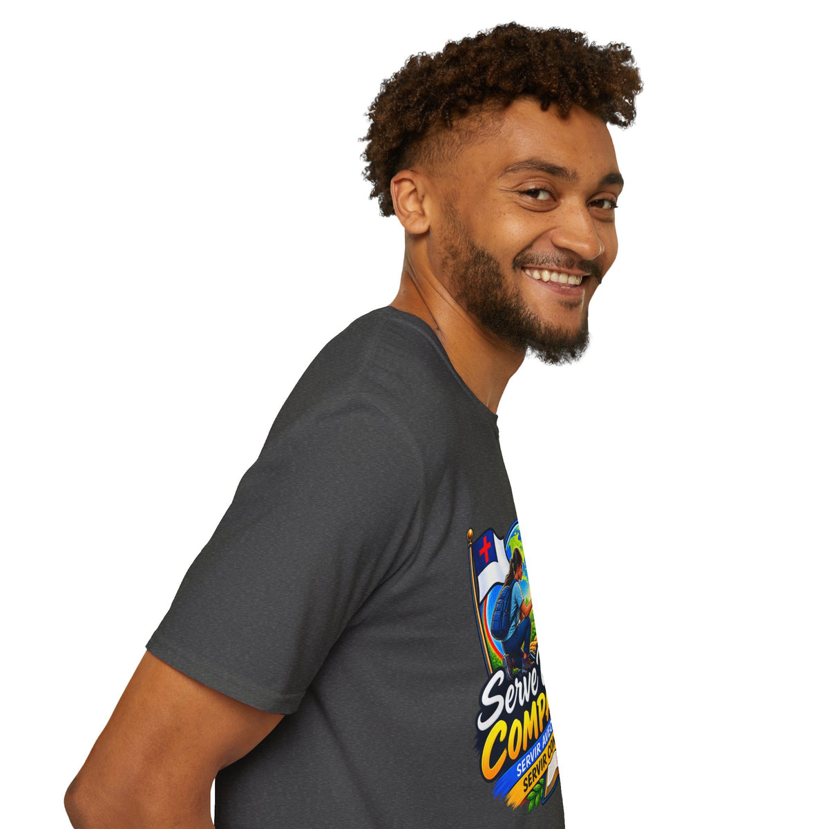 Serve With Compassion T-Shirt — Christian Faith-Based Volunteer Tee