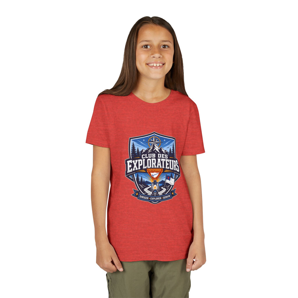 Explorateurs T-shirt pour les jeunes | Compas de camping, feu de camp, pins