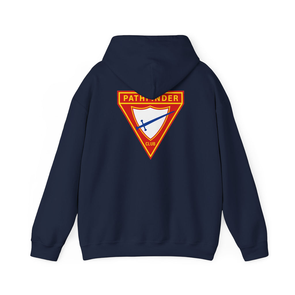 Pathfinder Club Hoodie — Vintage Triangle Patch Logo Hooded Sweatshirt