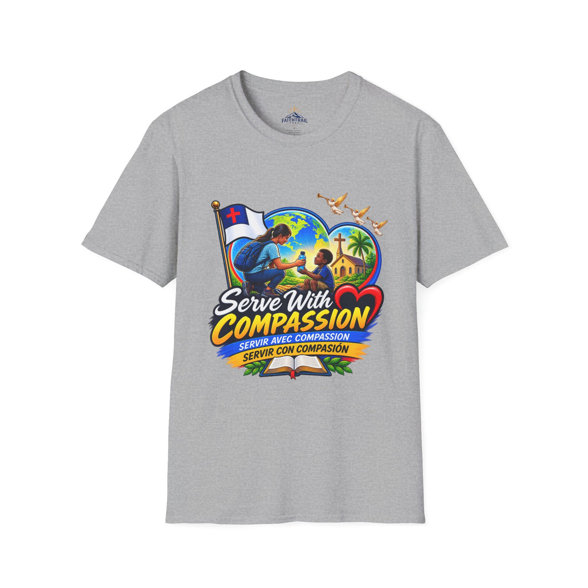 Serve With Compassion T-Shirt — Christian Faith-Based Volunteer Tee