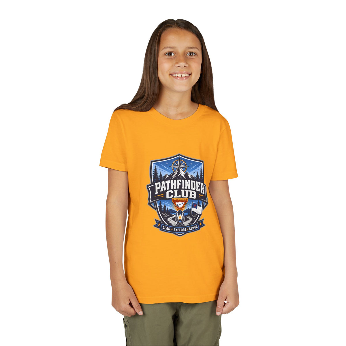 Conquistadores Camiseta para jóvenes | Camping Compass, Fogata, Pinos