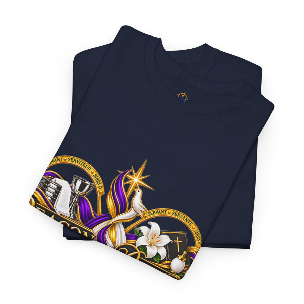 Deacon & Deaconess Heart Logo T-Shirt — Church Ministry Tee (Purple & Gold)