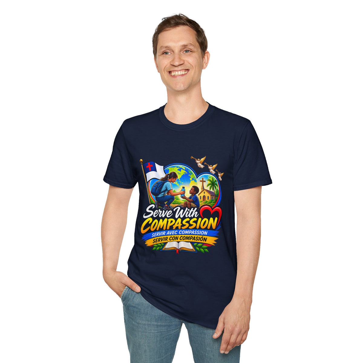 Serve With Compassion T-Shirt — Christian Faith-Based Volunteer Tee