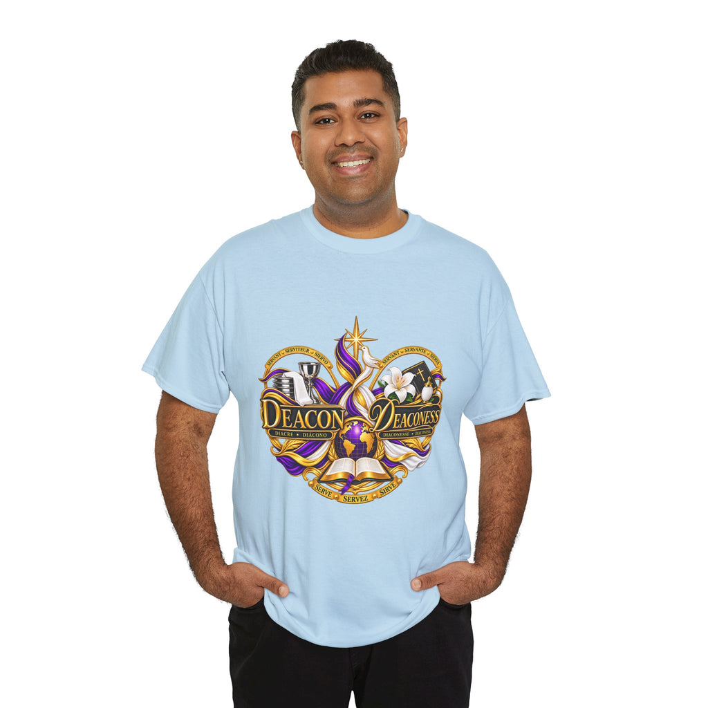 Deacon & Deaconess Heart Logo T-Shirt — Church Ministry Tee (Purple & Gold)