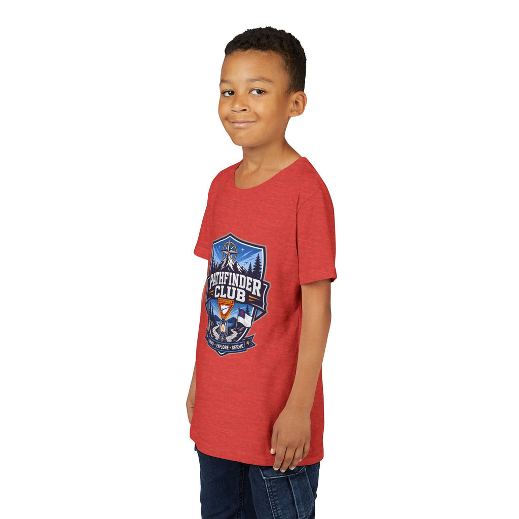 Conquistadores Camiseta para jóvenes | Camping Compass, Fogata, Pinos