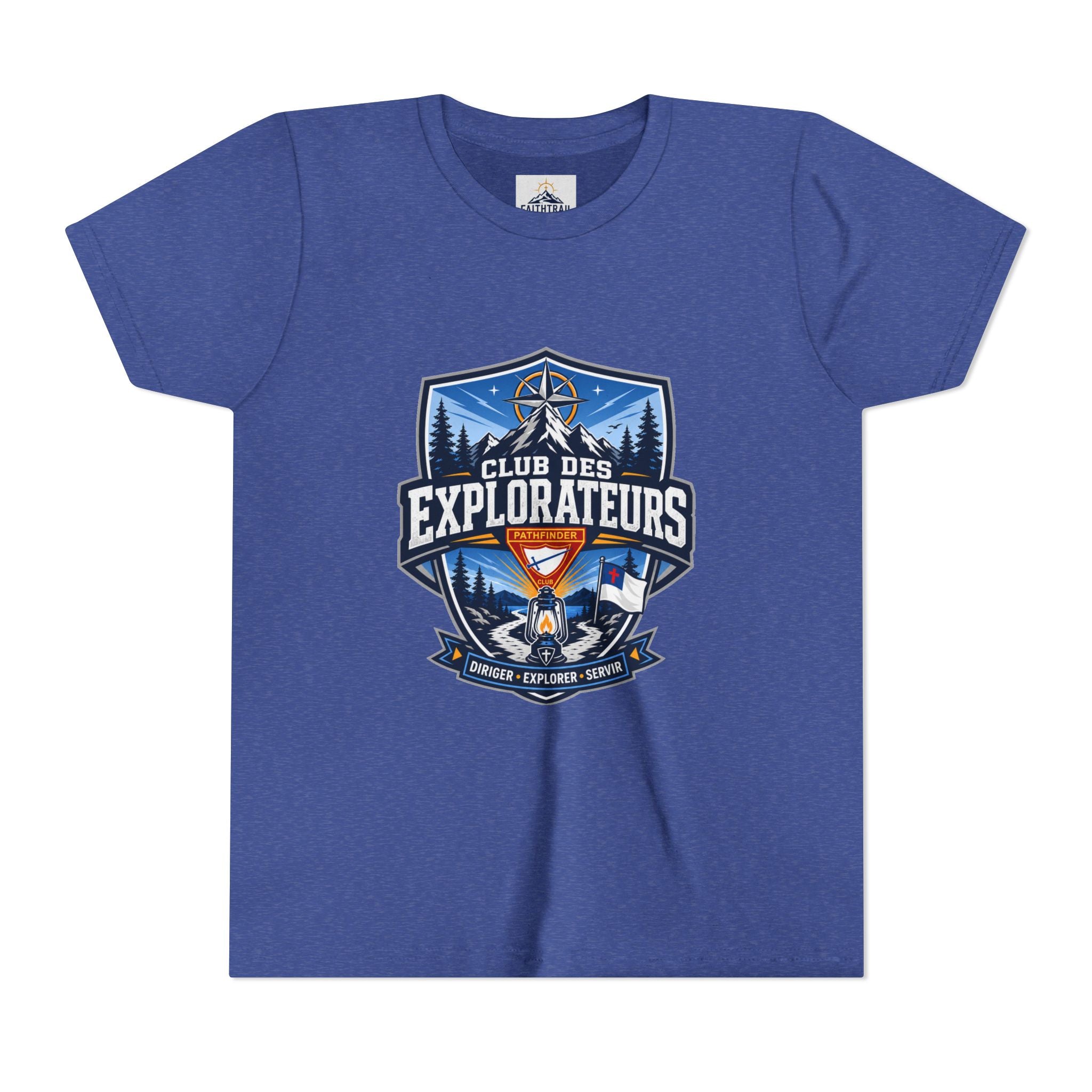 Explorateurs T-shirt pour les jeunes | Compas de camping, feu de camp, pins