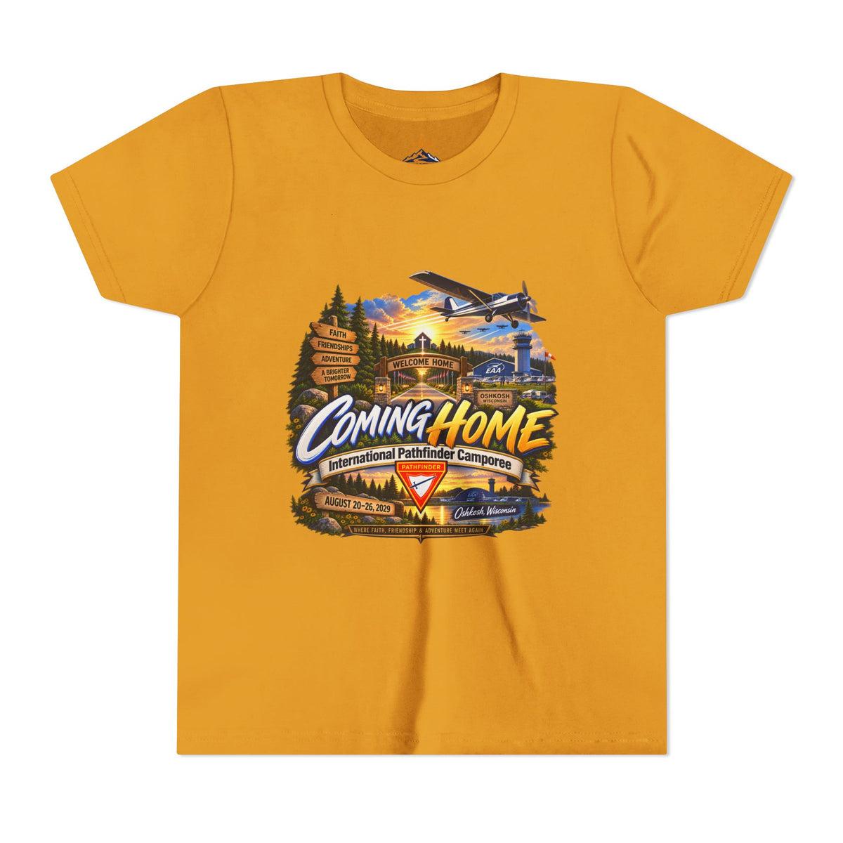 International Pathfinder Camporee - Stand Strong - Osh Kosh T-Shirt/Youth Tee — "Coming Home"