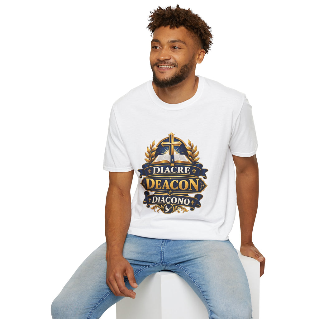 Deacon Faith T-Shirt — 'Diacre' Church Cross & Bible Emblem