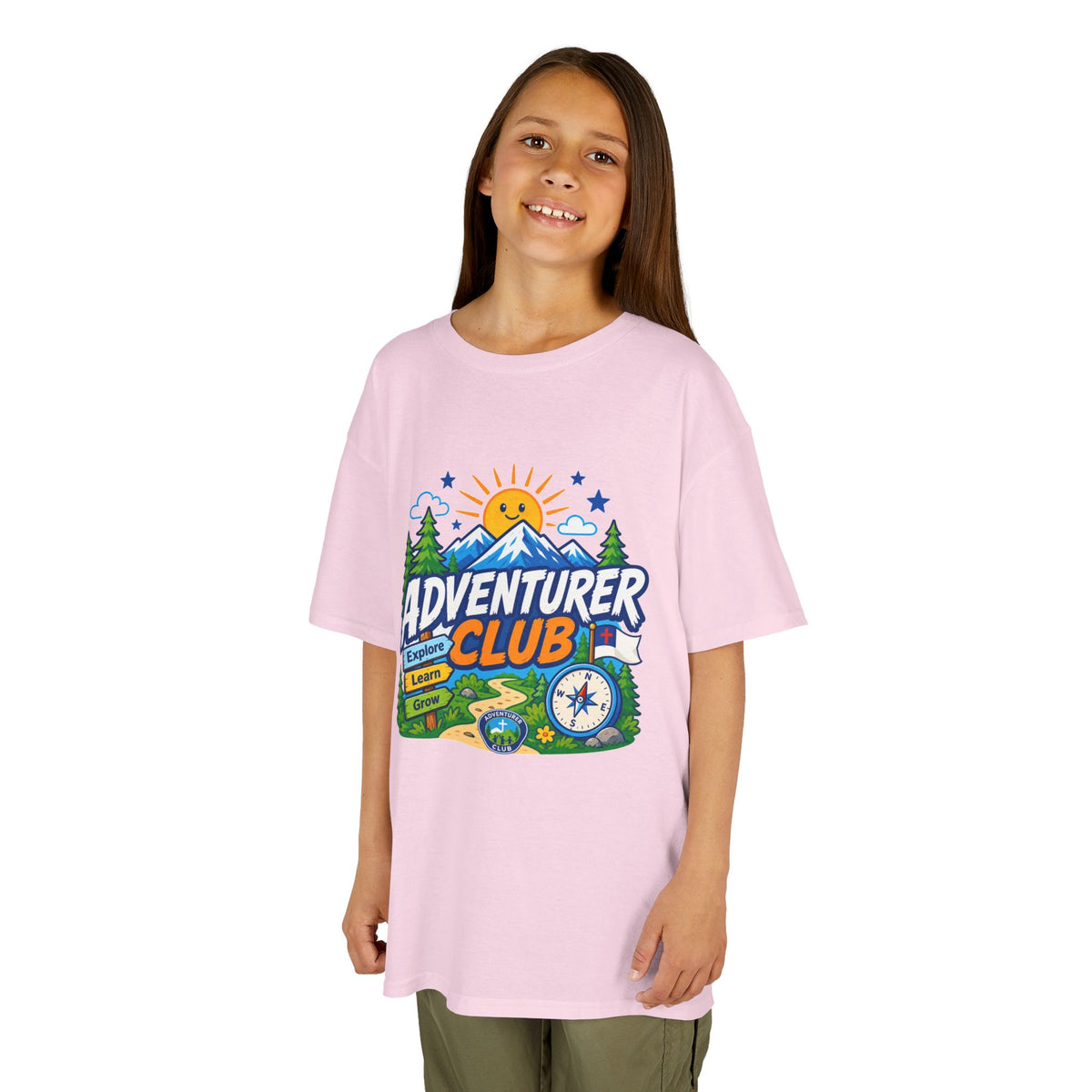 Adventurer Club Kids Tee | Camping Compass Sunrise Outdoors