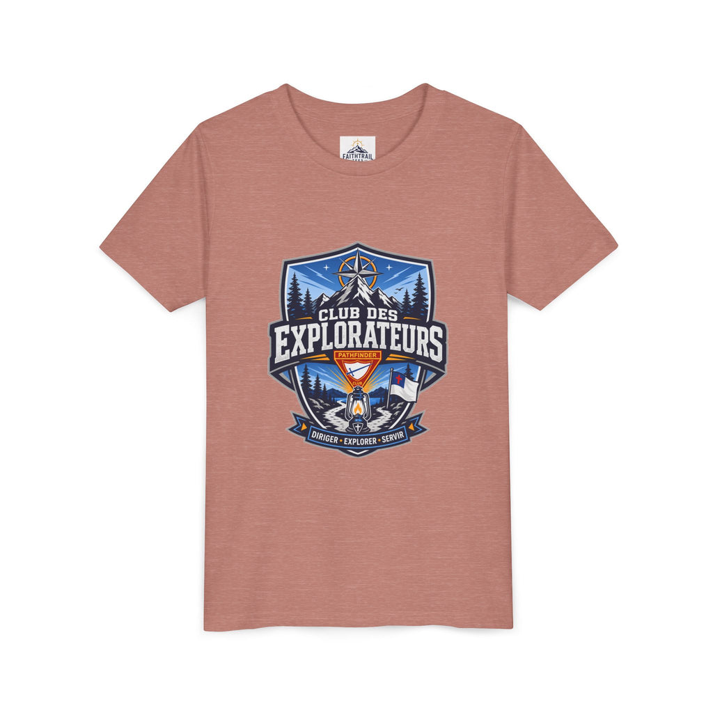 Explorateurs T-shirt pour les jeunes | Compas de camping, feu de camp, pins
