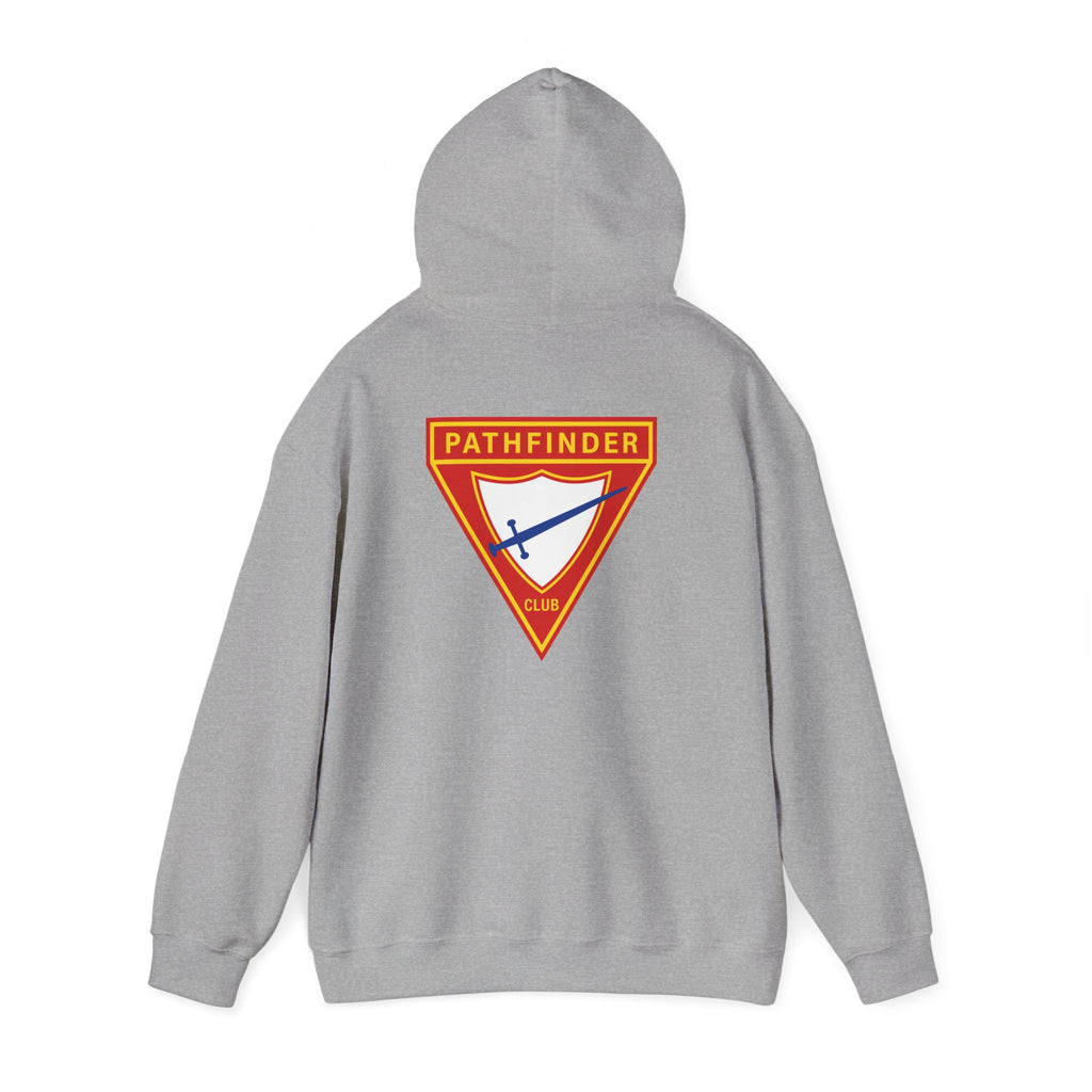 Pathfinder Club Hoodie — Vintage Triangle Patch Logo Hooded Sweatshirt