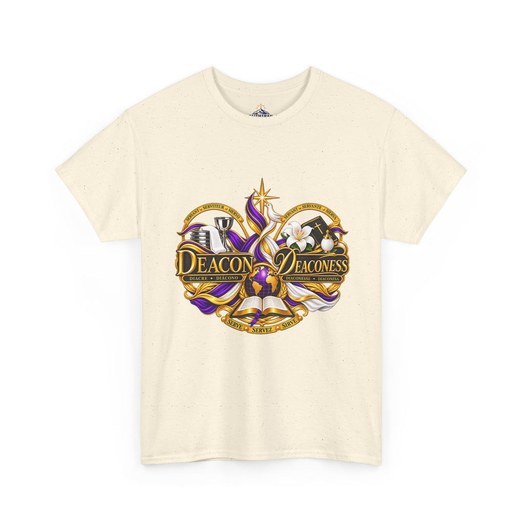 Deacon & Deaconess Heart Logo T-Shirt — Church Ministry Tee (Purple & Gold)