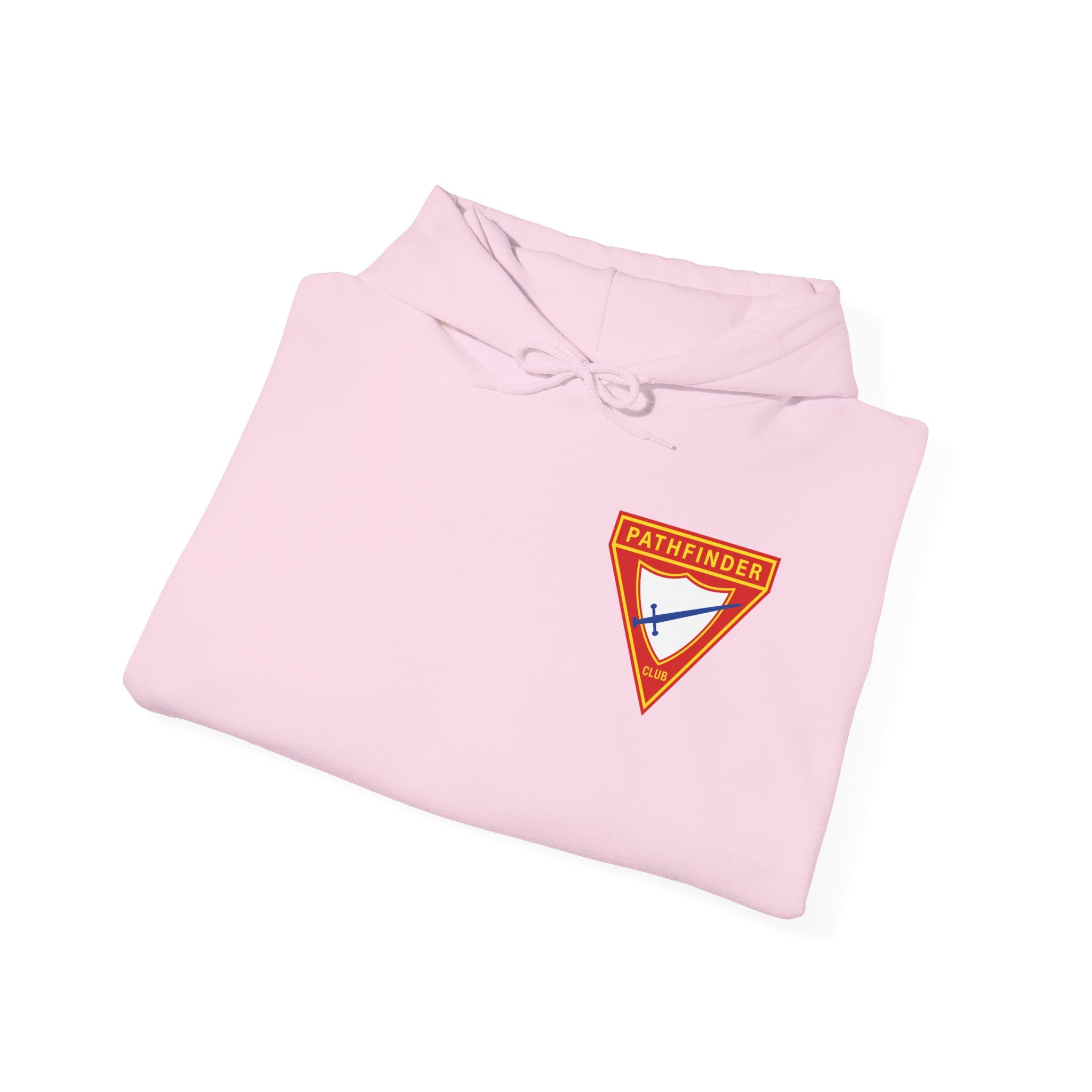 Pathfinder Club Hoodie — Vintage Triangle Patch Logo Hooded Sweatshirt
