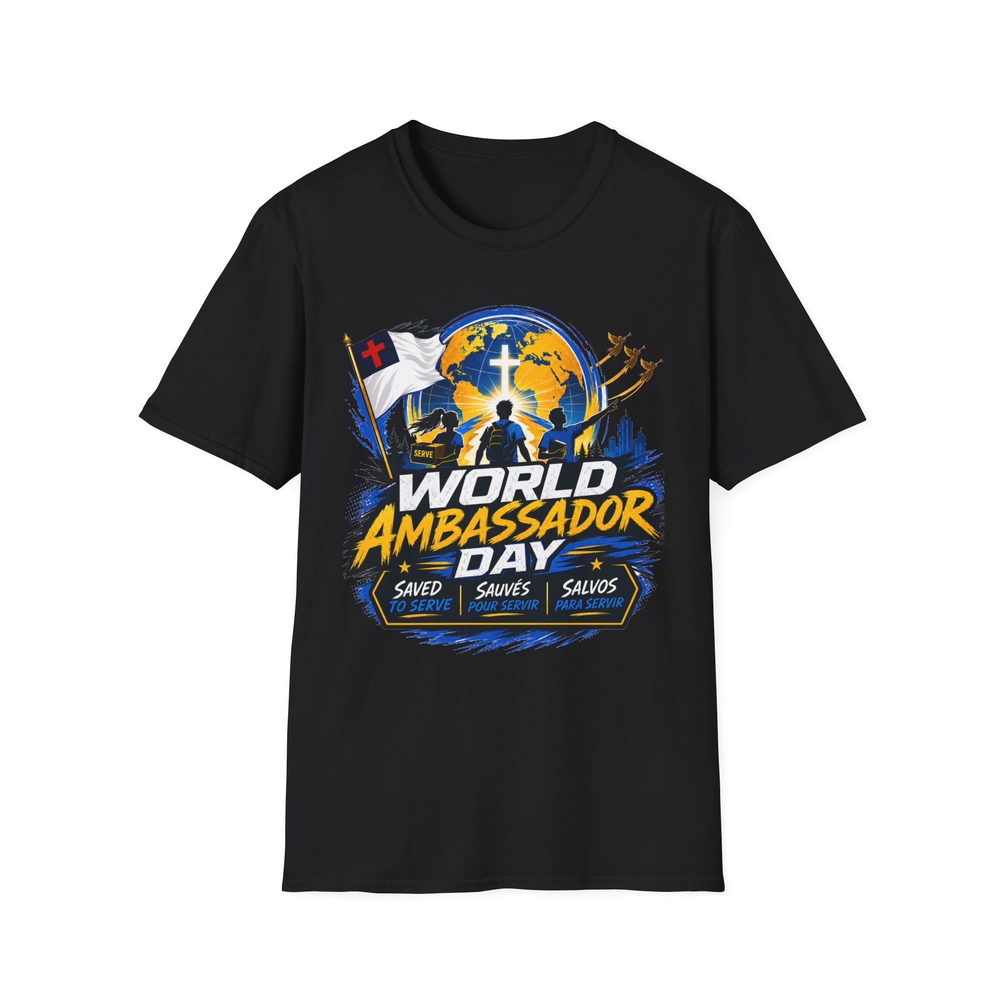 World Ambassador Day Adult Unisex T-Shirt | Christian Faith Cross Globe Design