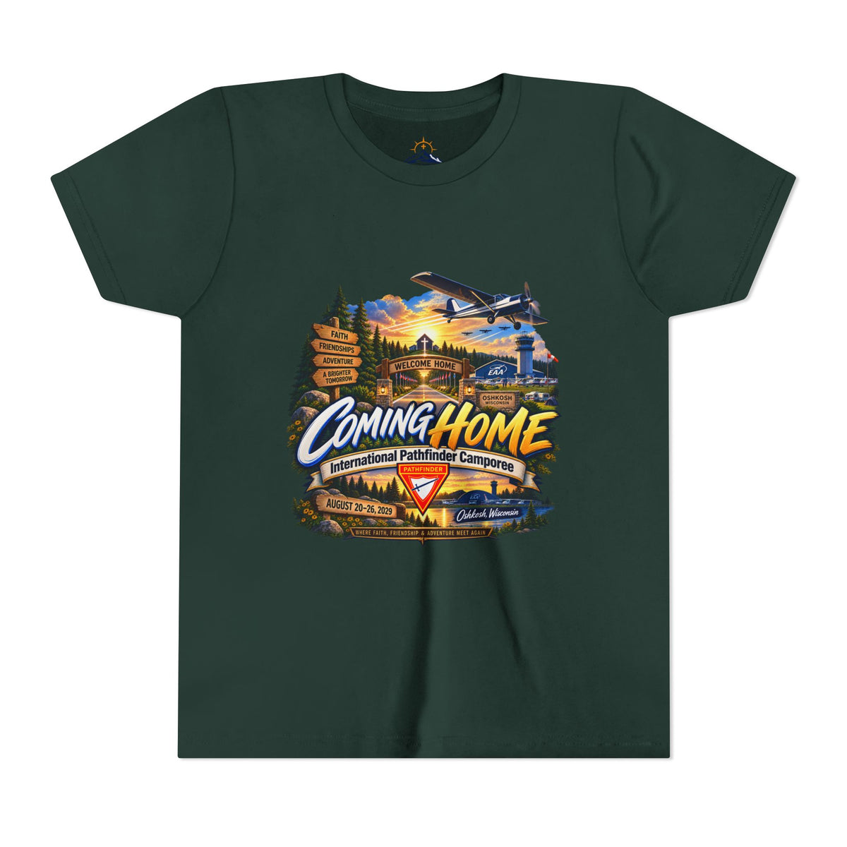International Pathfinder Camporee - Stand Strong - Osh Kosh T-Shirt/Youth Tee — "Coming Home"