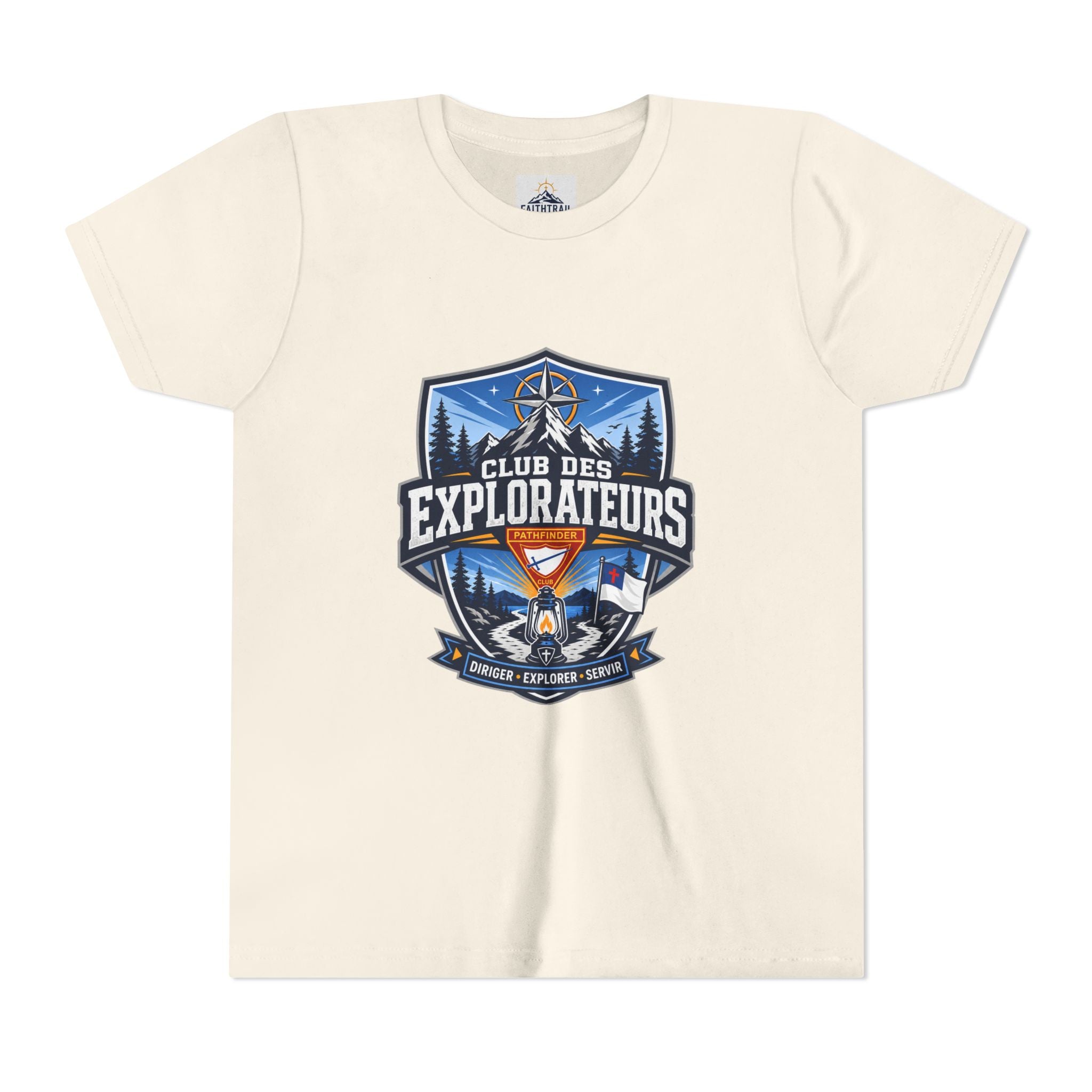 Explorateurs T-shirt pour les jeunes | Compas de camping, feu de camp, pins