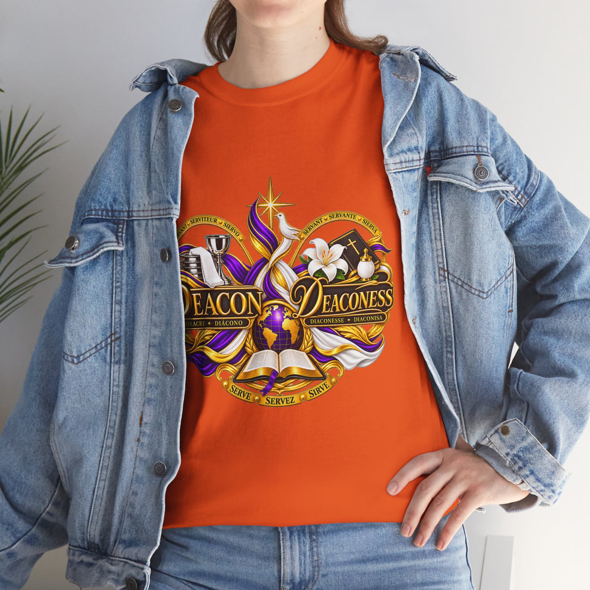 Deacon & Deaconess Heart Logo T-Shirt — Church Ministry Tee (Purple & Gold)