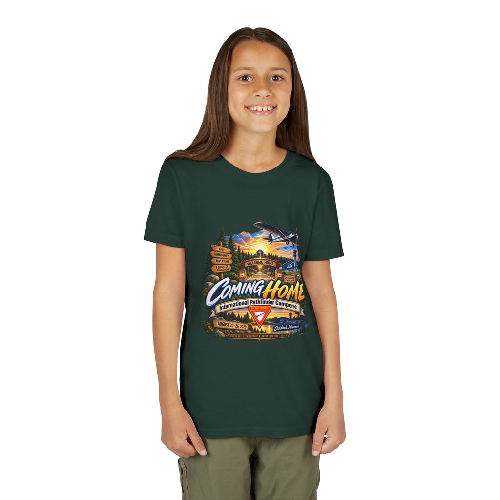 International Pathfinder Camporee - Stand Strong - Osh Kosh T-Shirt/Youth Tee — "Coming Home"