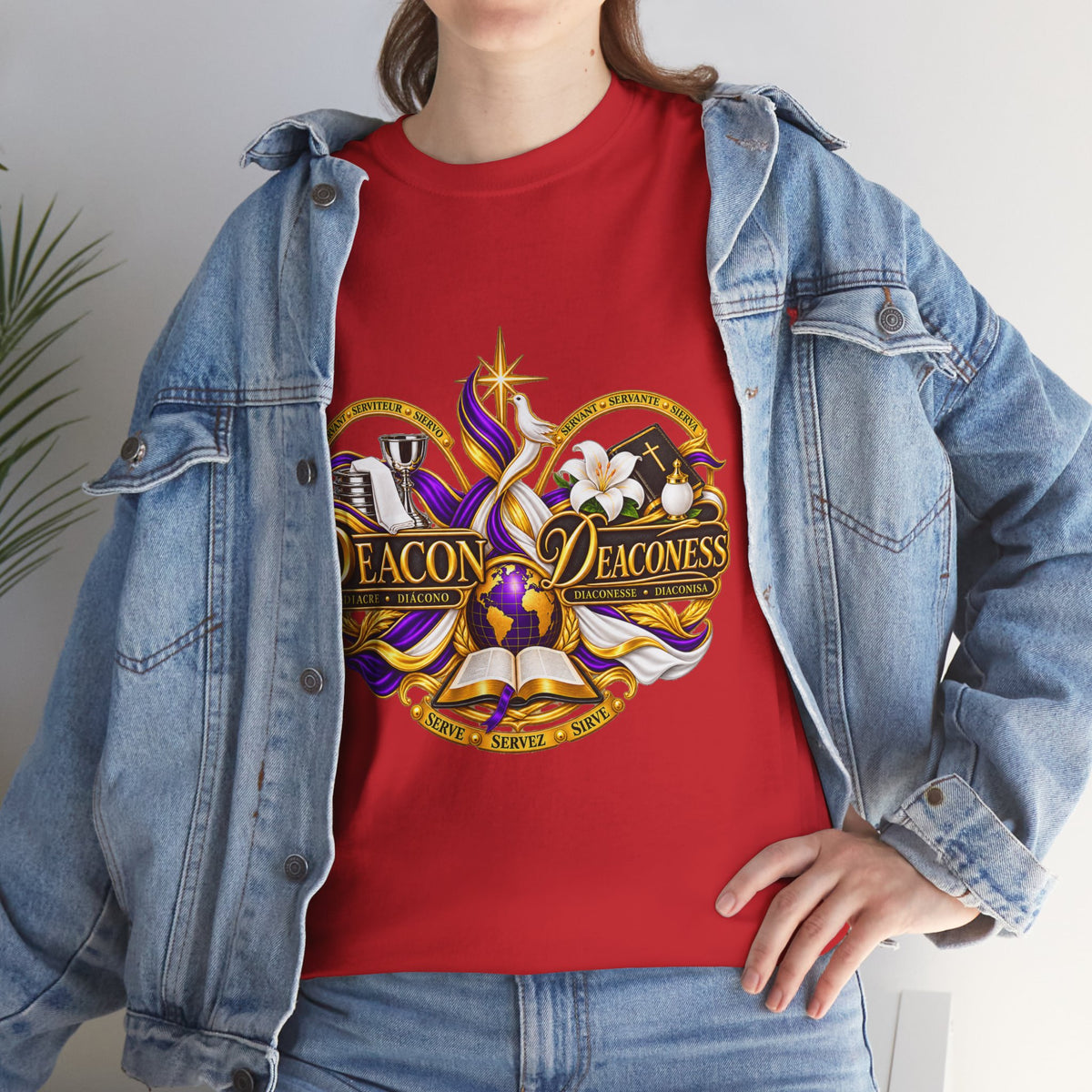 Deacon & Deaconess Heart Logo T-Shirt — Church Ministry Tee (Purple & Gold)
