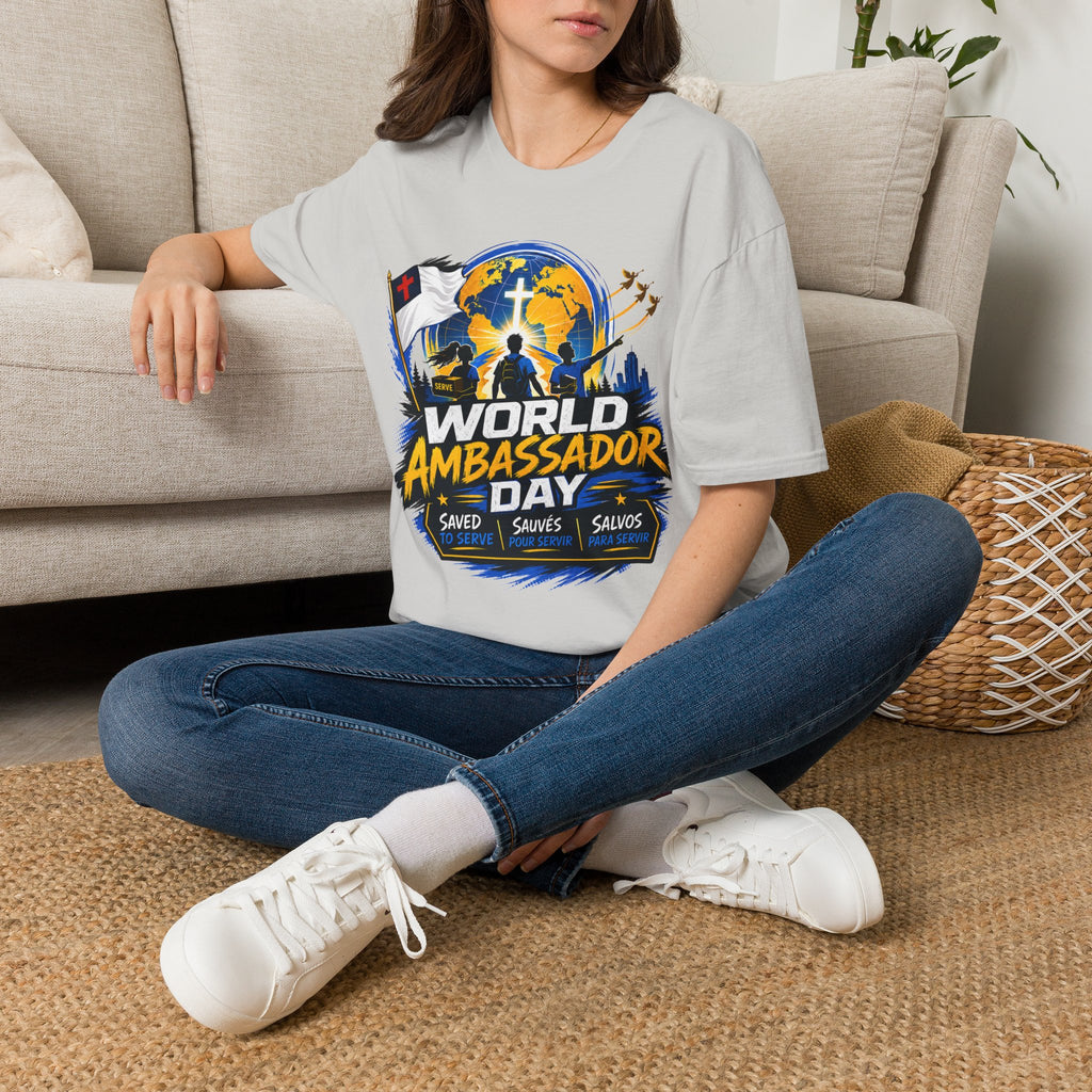 World Ambassador Day Adult Unisex T-Shirt | Christian Faith Cross Globe Design