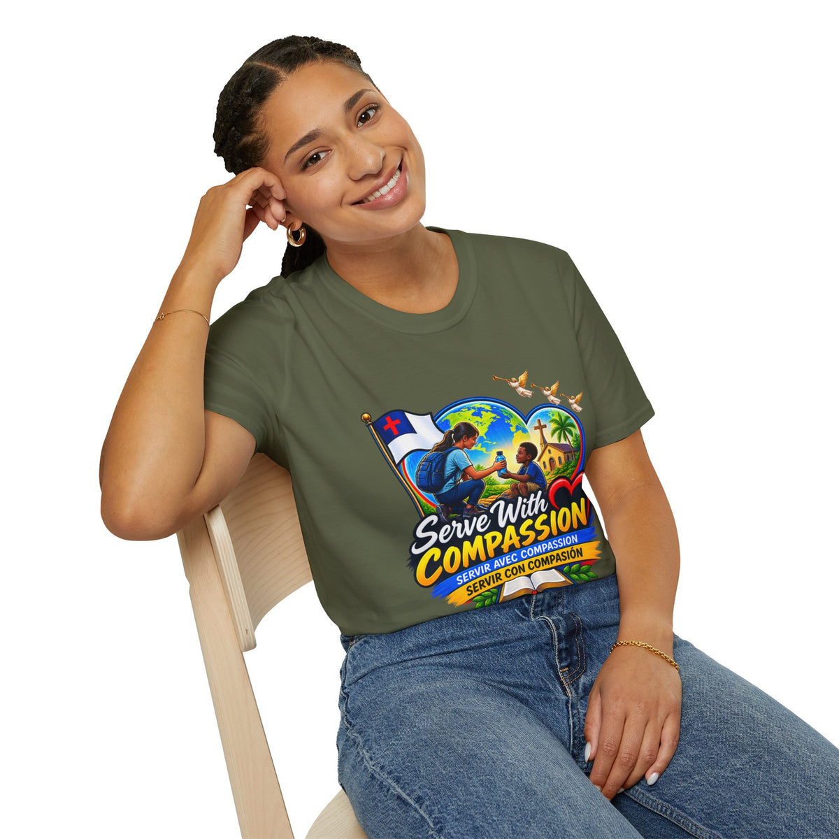 Serve With Compassion T-Shirt — Christian Faith-Based Volunteer Tee