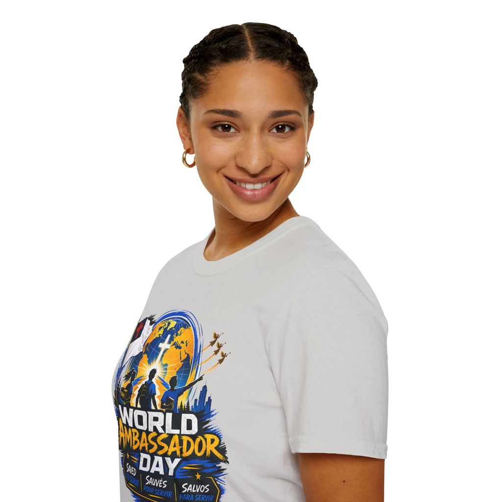 World Ambassador Day Adult Unisex T-Shirt | Christian Faith Cross Globe Design