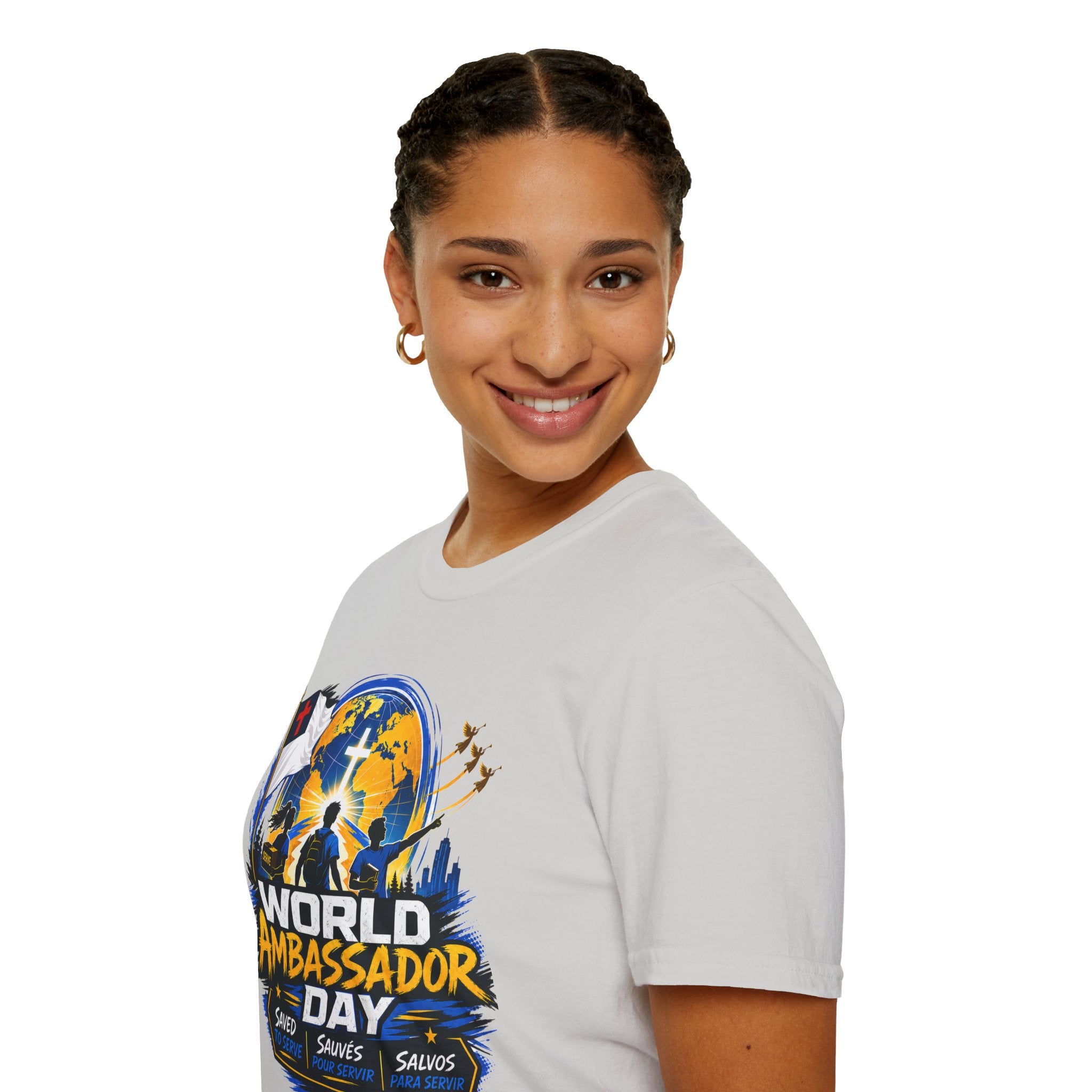 World Ambassador Day Adult Unisex T-Shirt | Christian Faith Cross Globe Design