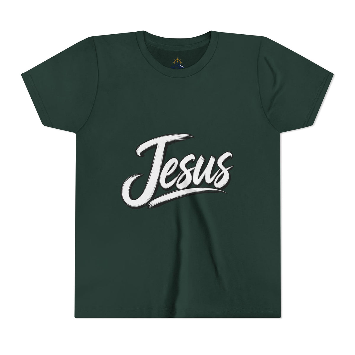 Youth Tee — 'Jesus' Script Graphic Christian Kids Shirt