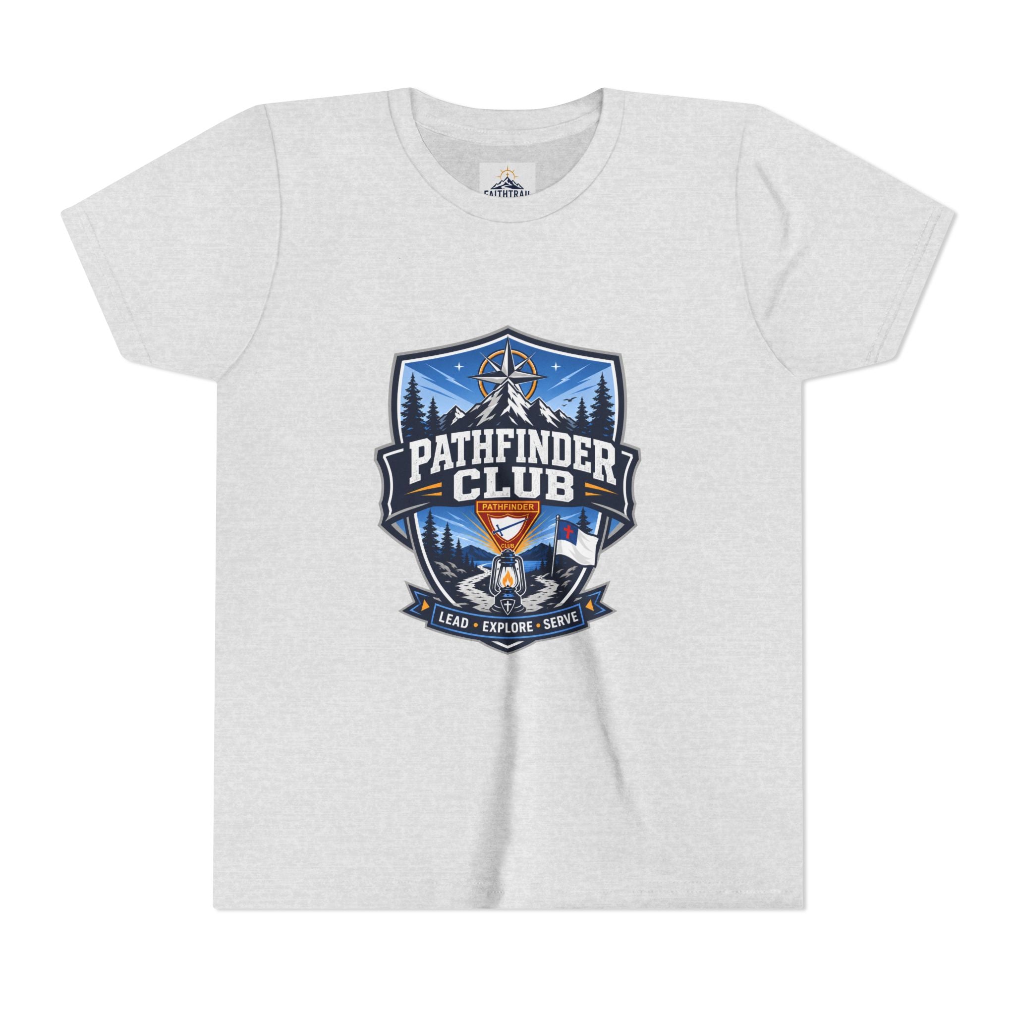 Pathfinder Club Youth T-Shirt | Camping Compass, Campfire, Pine Trees