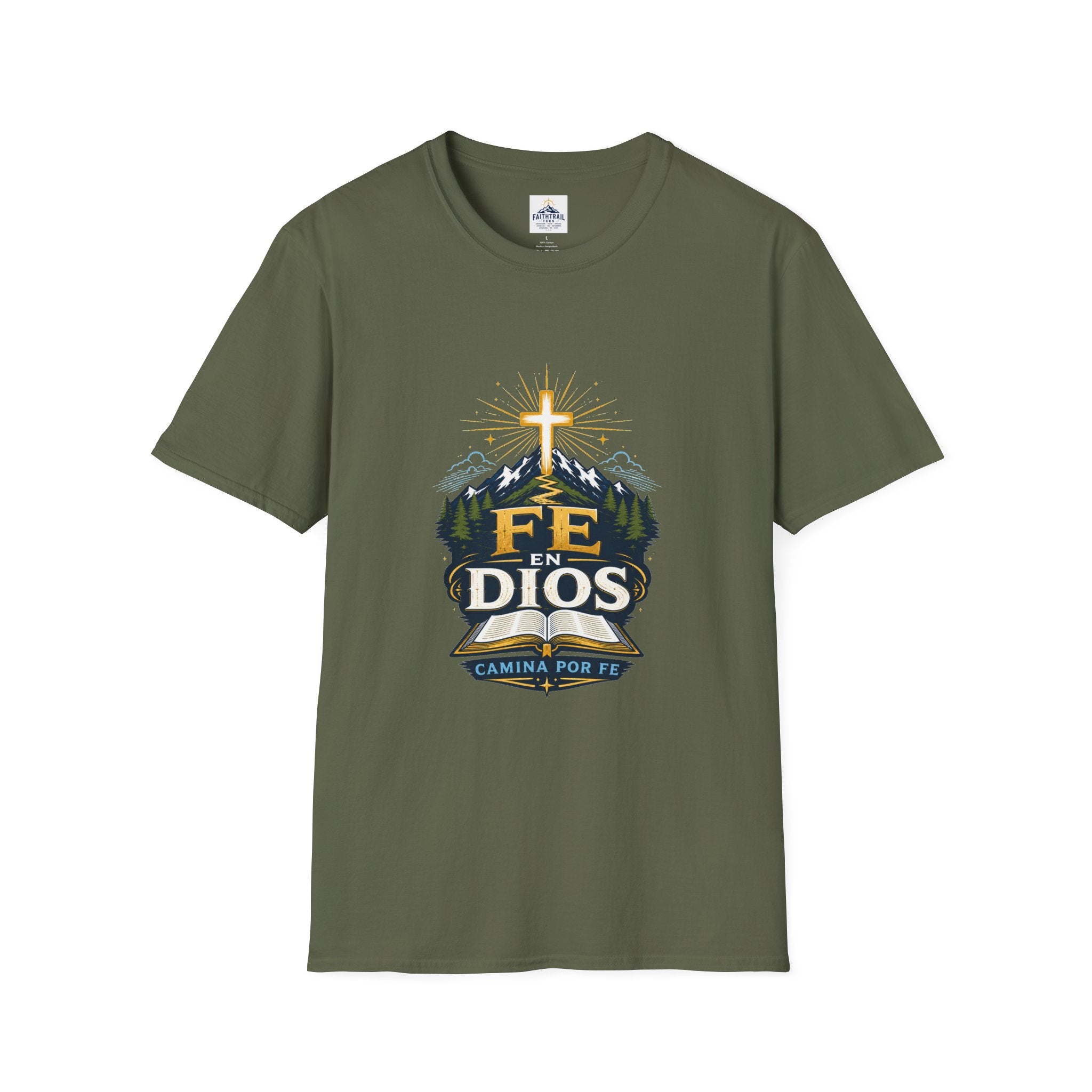 Camiseta — "Fe En Dios" Cross Mountain Christian Tee