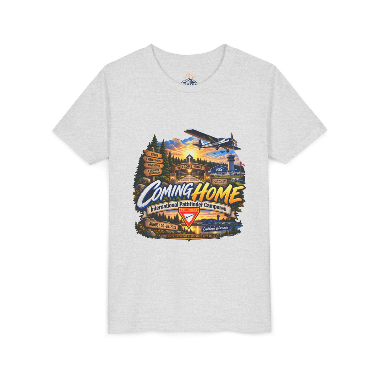 International Pathfinder Camporee - Stand Strong - Osh Kosh T-Shirt/Youth Tee — "Coming Home"