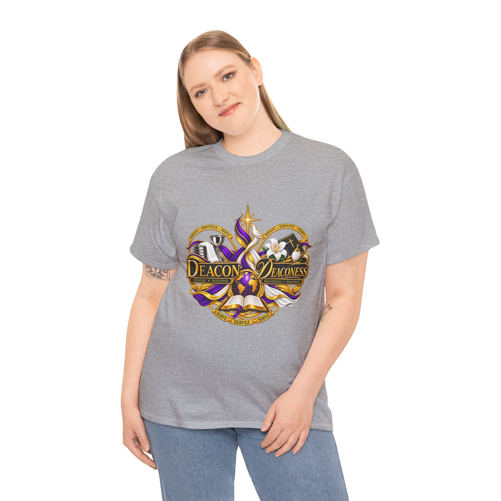 Deacon & Deaconess Heart Logo T-Shirt — Church Ministry Tee (Purple & Gold)