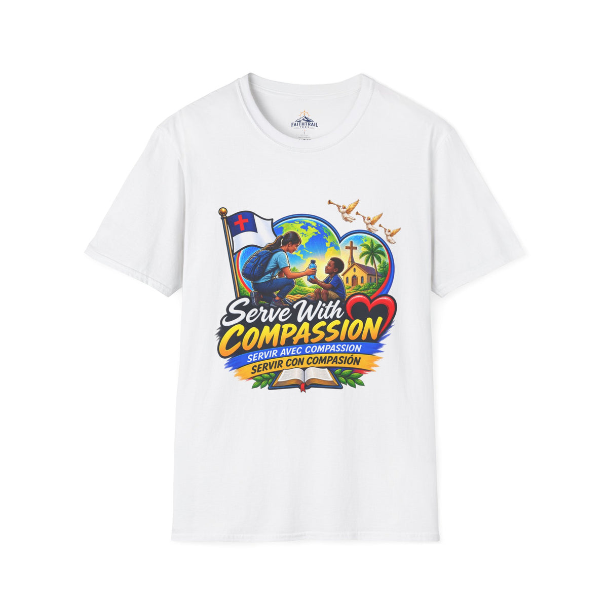 Serve With Compassion T-Shirt — Christian Faith-Based Volunteer Tee