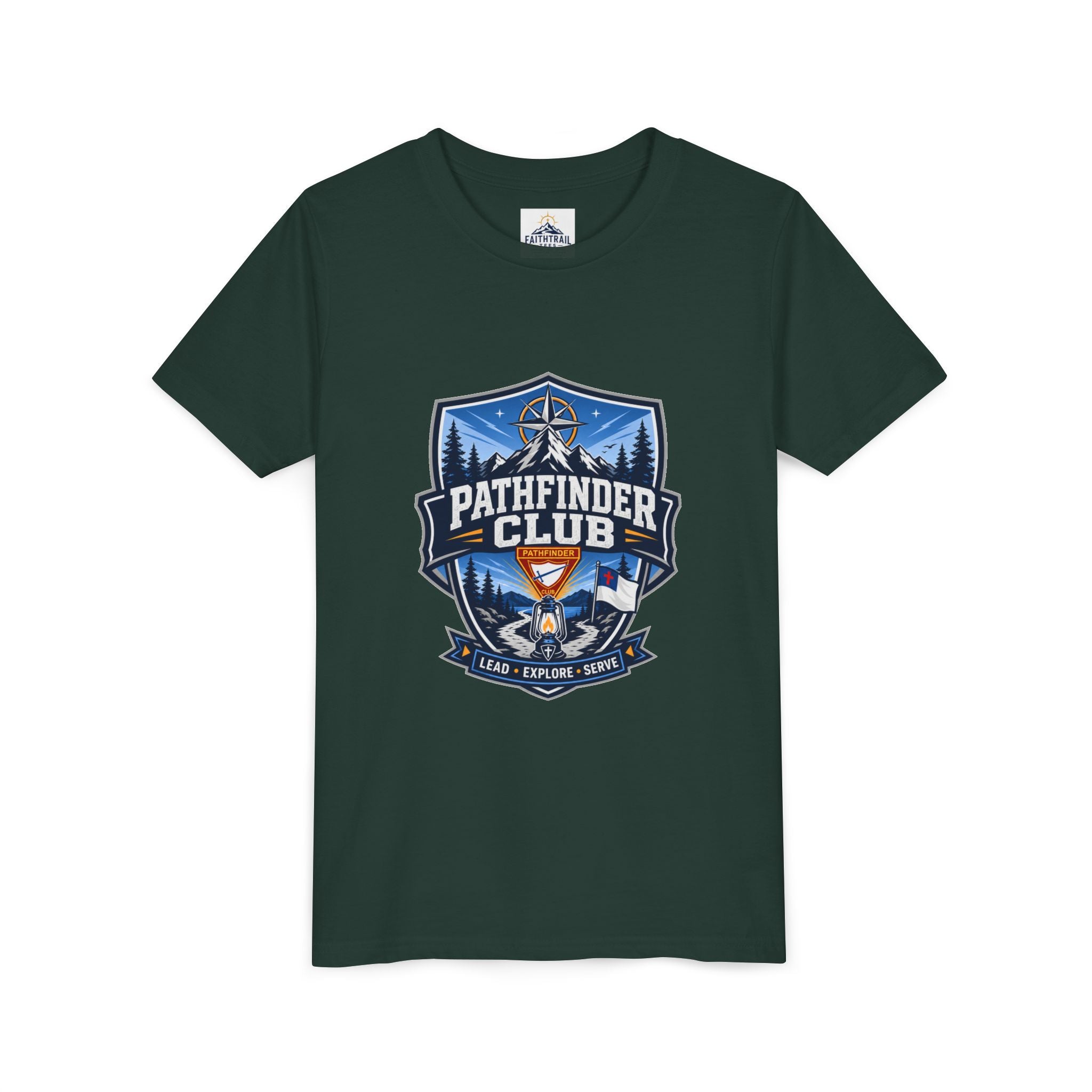 Conquistadores Camiseta para jóvenes | Camping Compass, Fogata, Pinos