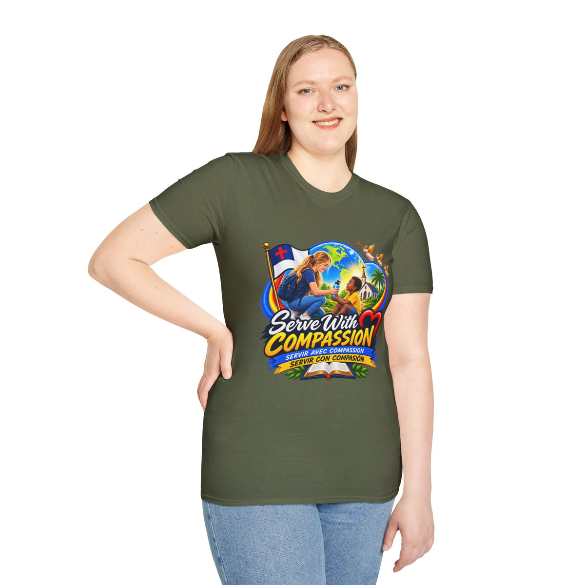 Serve With Compassion T-Shirt — Christian Volunteer Faith Tee