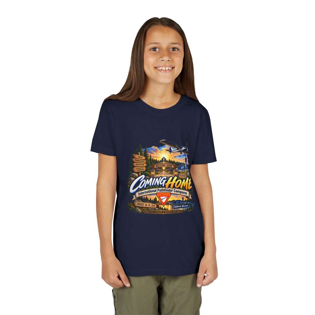 International Pathfinder Camporee - Stand Strong - Osh Kosh T-Shirt/Youth Tee — "Coming Home"