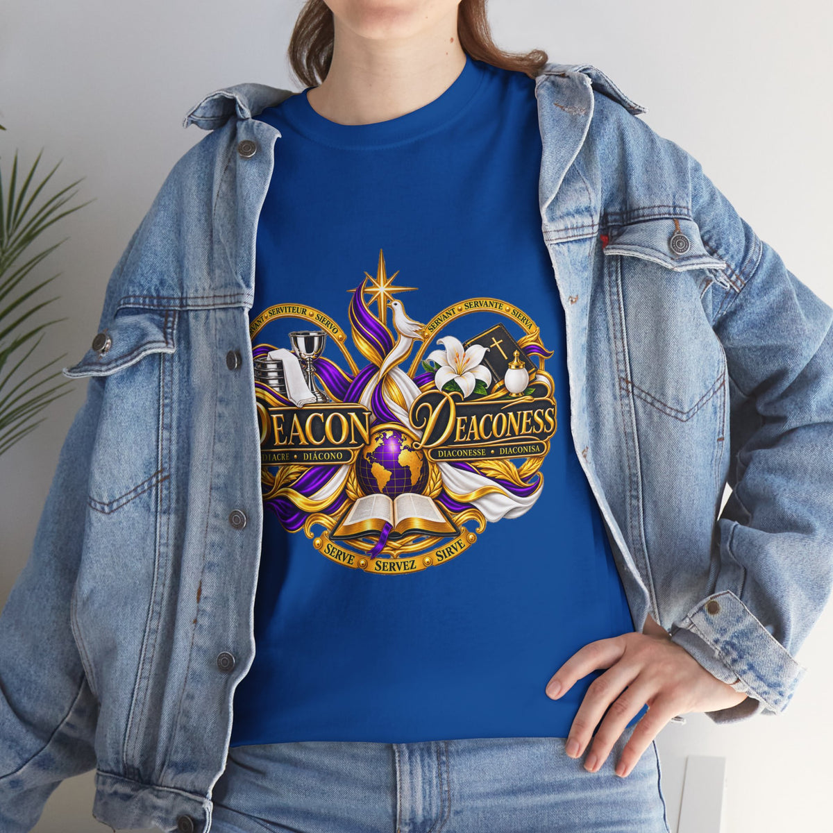 Deacon & Deaconess Heart Logo T-Shirt — Church Ministry Tee (Purple & Gold)
