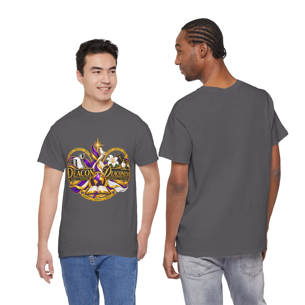 Deacon & Deaconess Heart Logo T-Shirt — Church Ministry Tee (Purple & Gold)