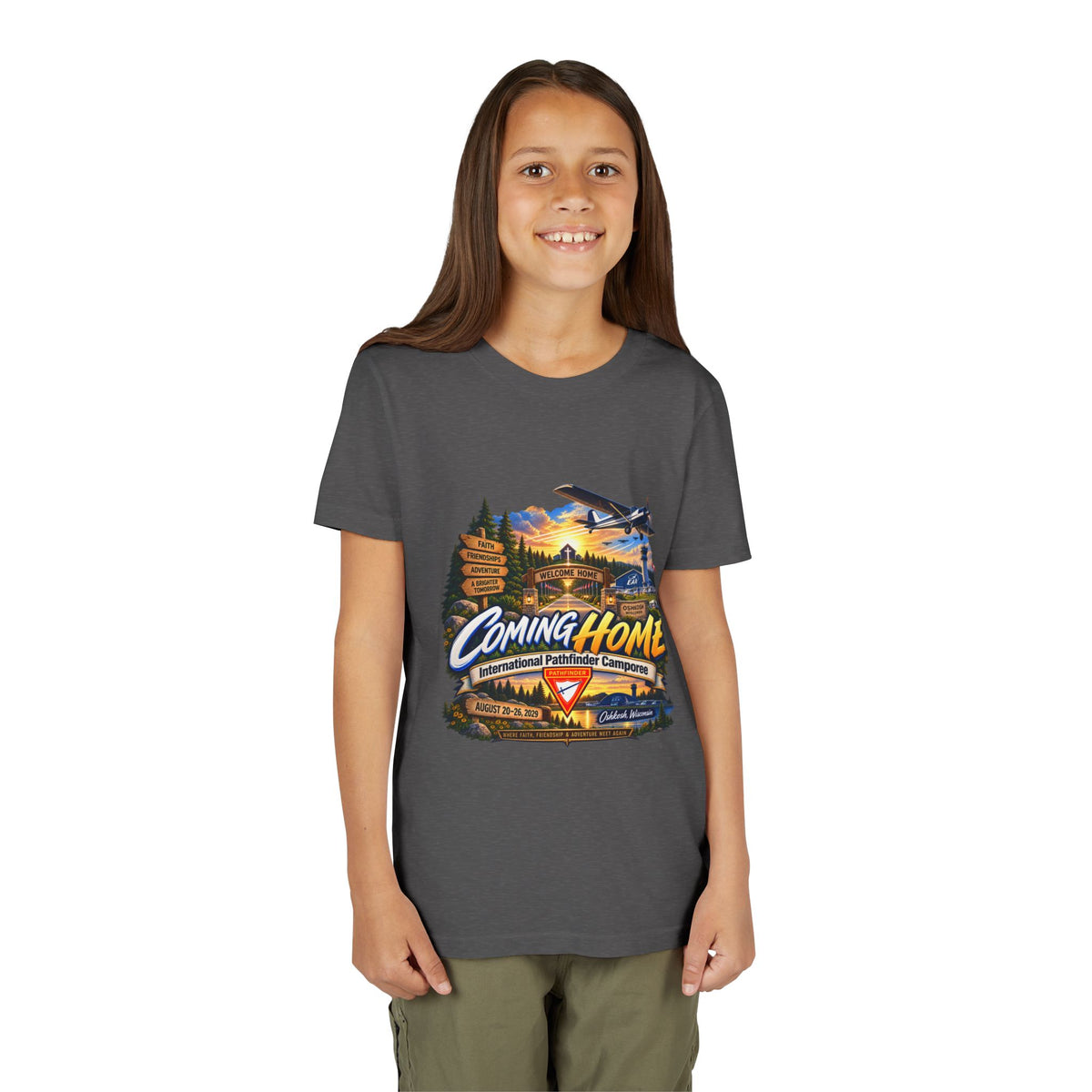 International Pathfinder Camporee - Stand Strong - Osh Kosh T-Shirt/Youth Tee — "Coming Home"