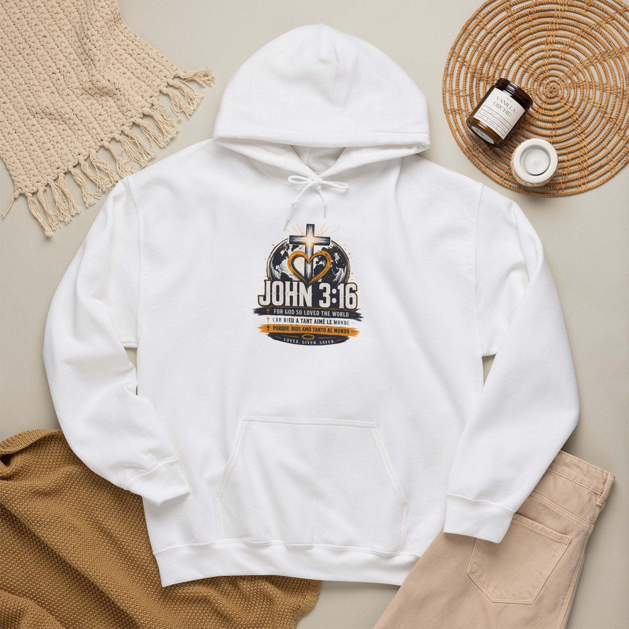 John 3:16 Christian Hoodie — Faith Cross Gospel Sweatshirt